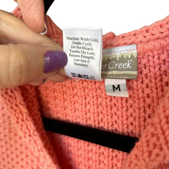 Coldwater Creek Patch Pocket Shaker Knit Sweater with Hood Women's Size Medium - Picture 3 of 9